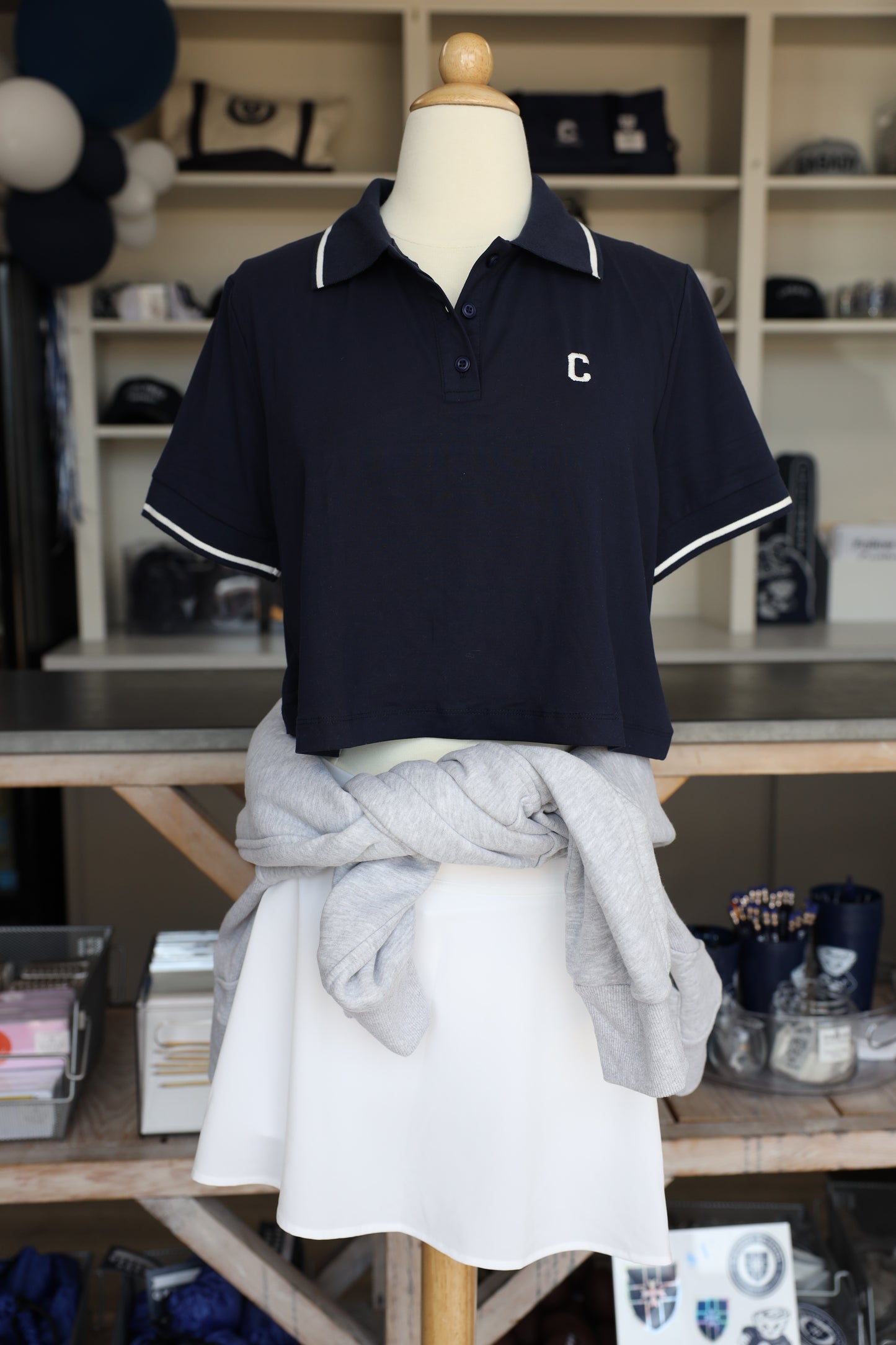 Tennis Polo Crop Shirt w/ C
