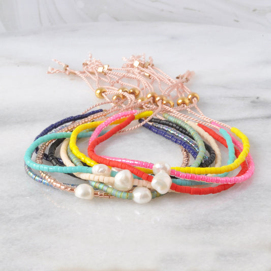 Pearl Accent Beaded String Bracelet