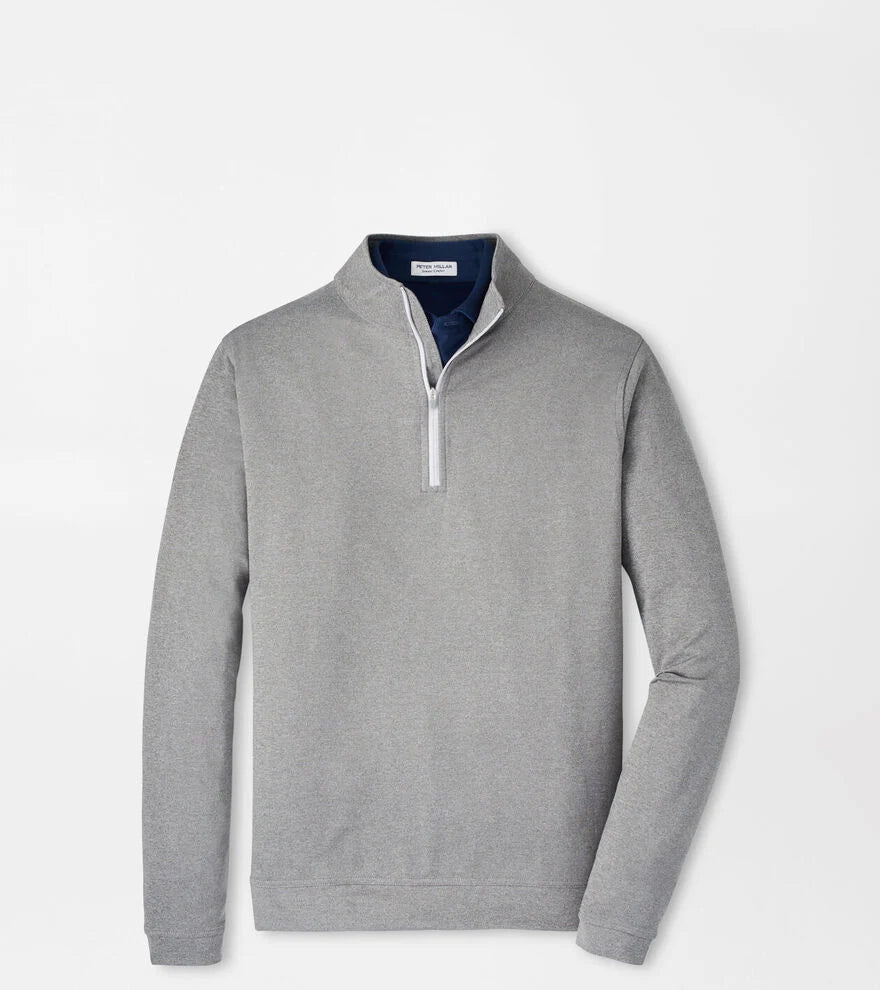 Peter Millar Performance Quarter Zip in Smoke w/ Crest