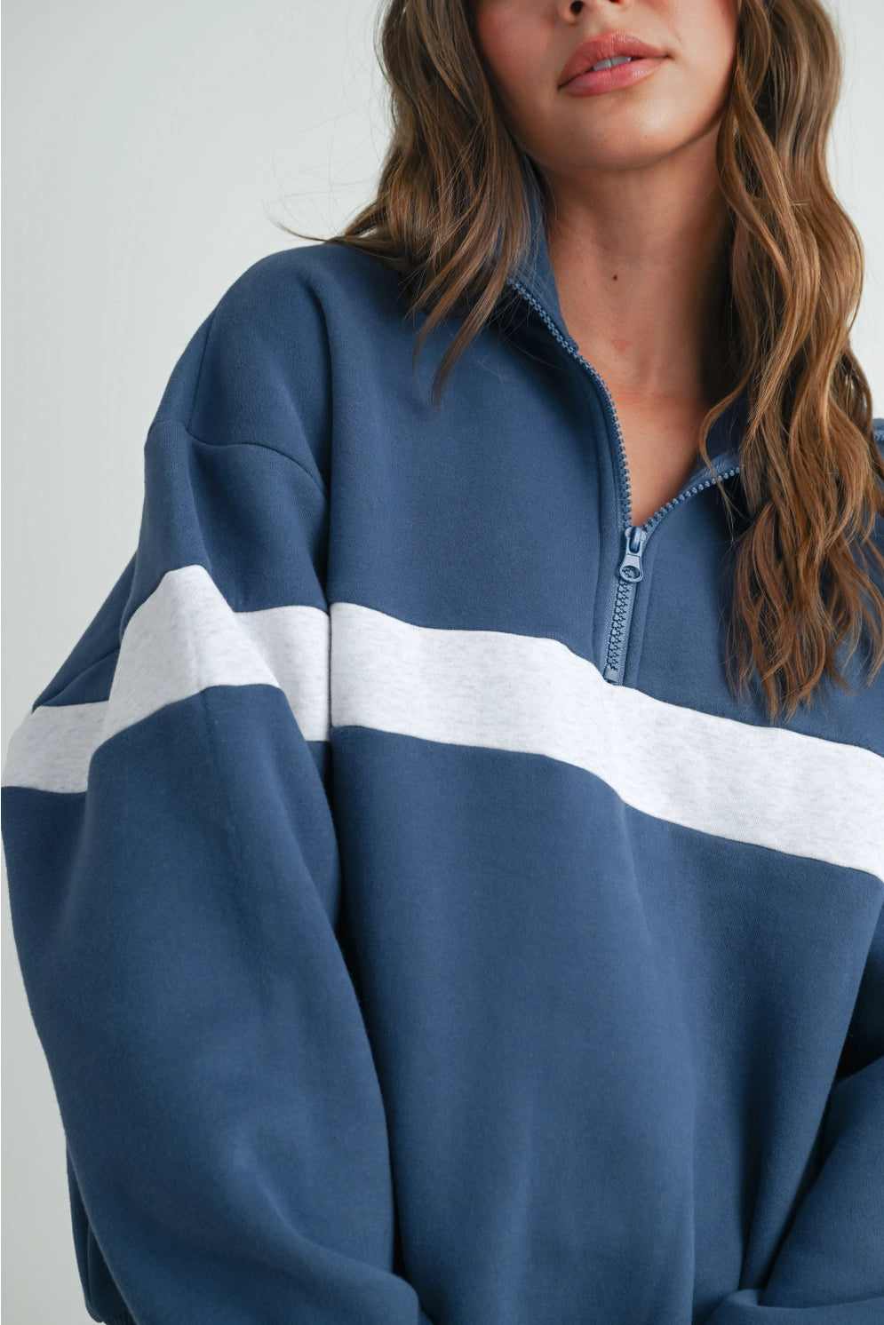 Two Toned 1/2 Zip Script Pullover