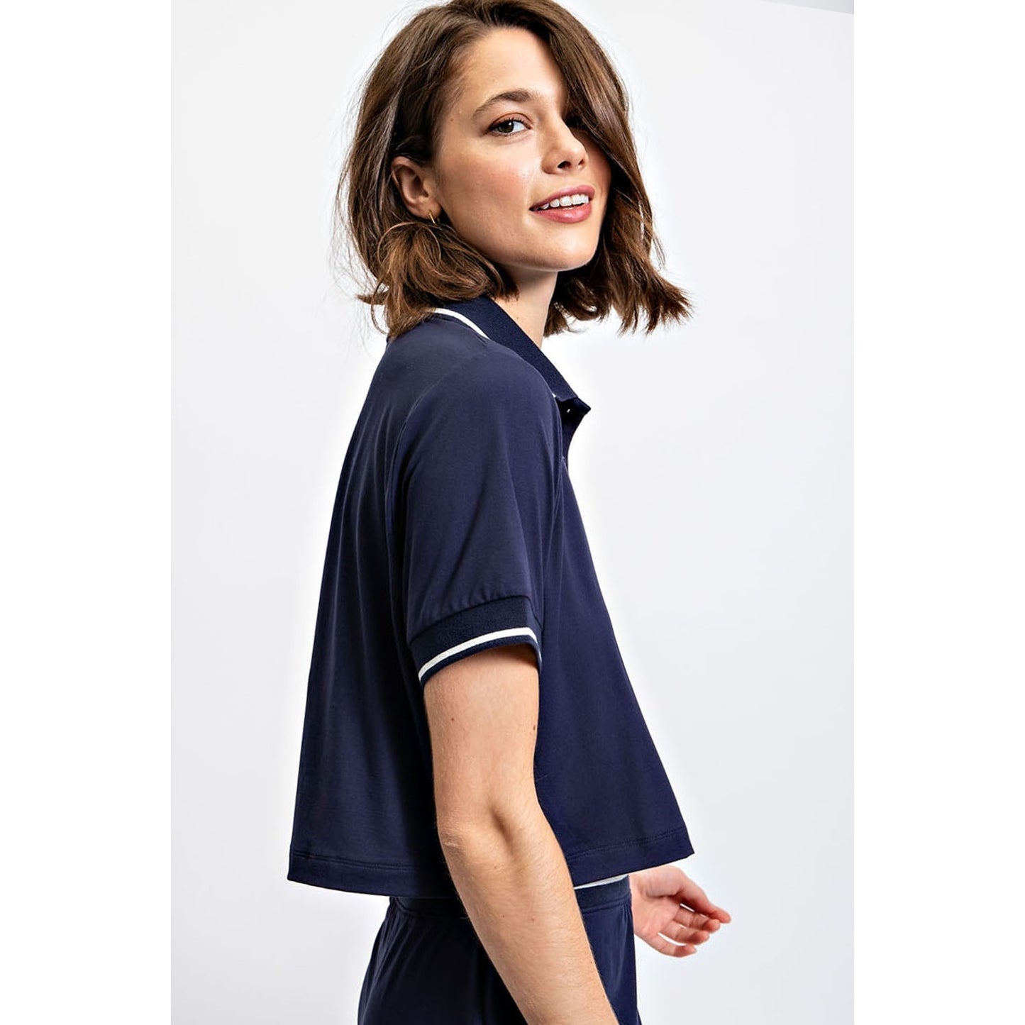 Tennis Polo Crop Shirt w/ C