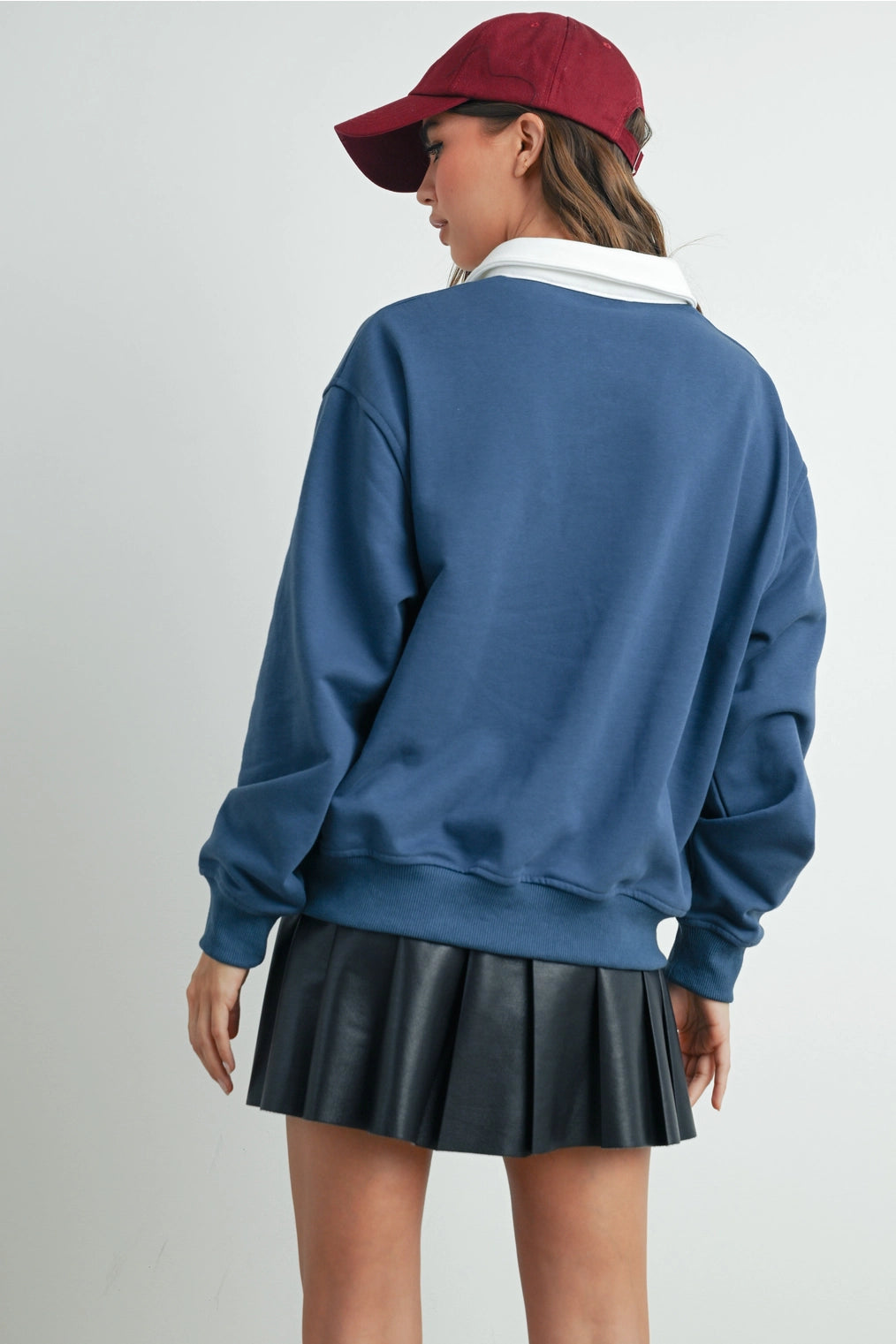 Two-Toned Polo Sweatshirt w/ Crest