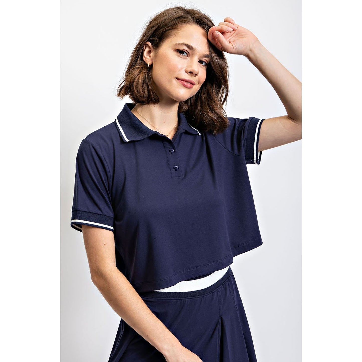 Tennis Polo Crop Shirt w/ C