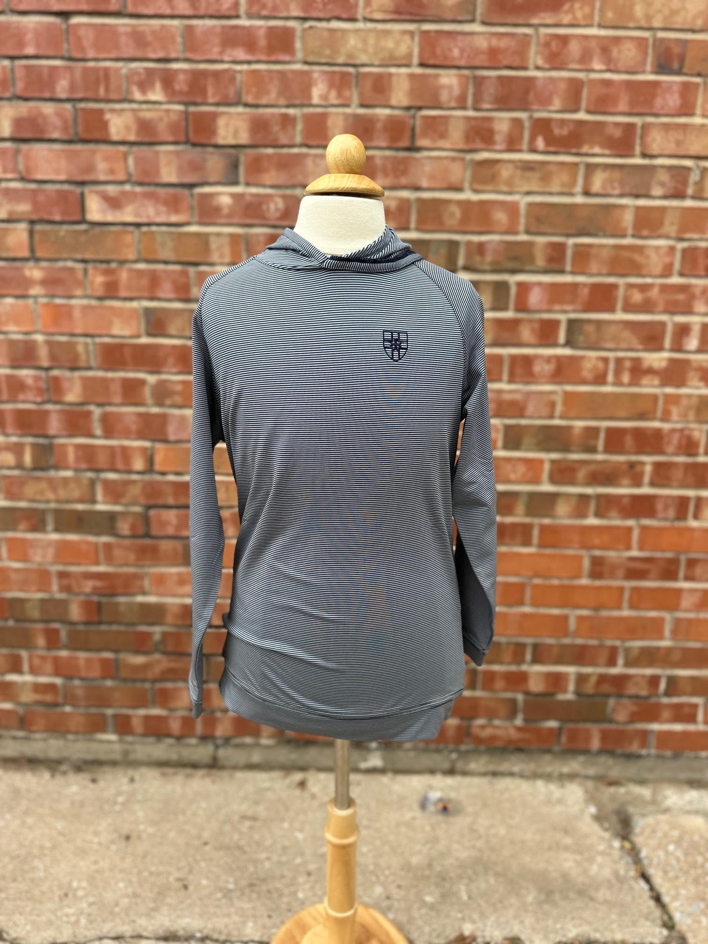 Peter Millar Pine Sugar Stripe Performance Hoodie w/ Crest