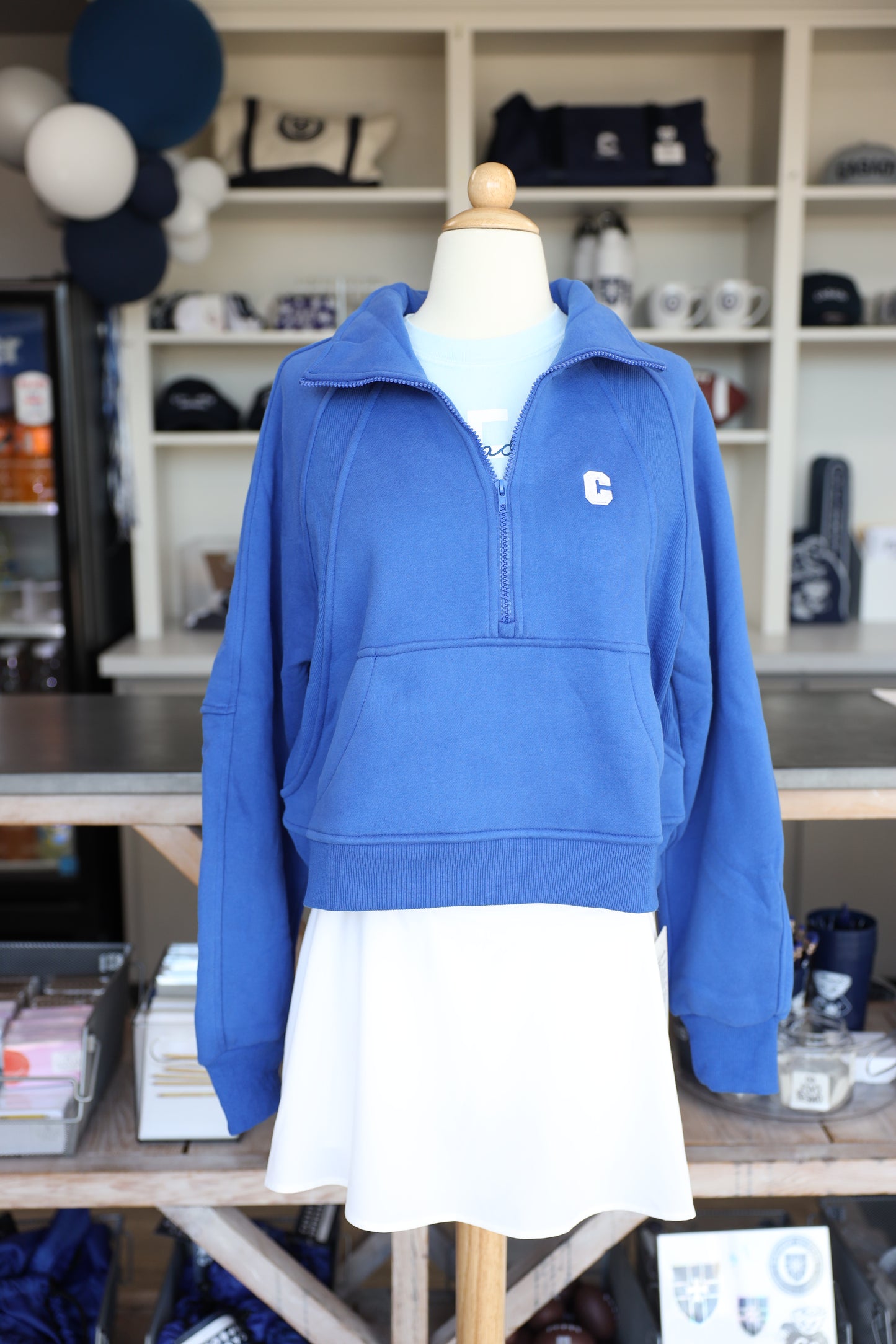 Women's Half Zip Pullover - Blue