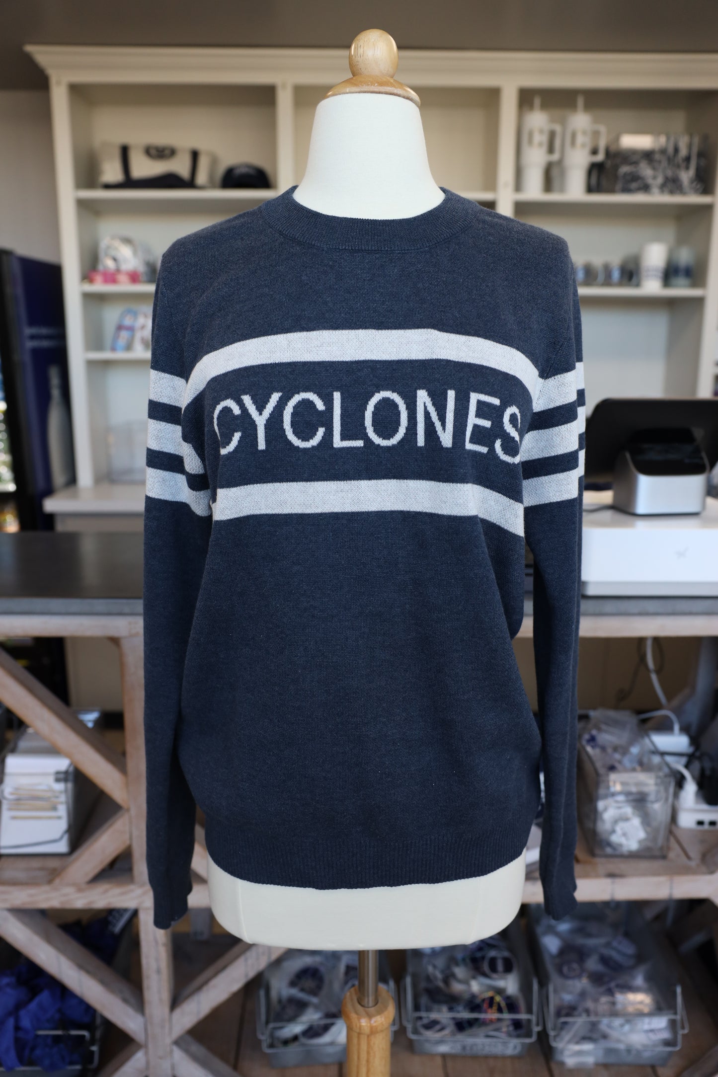 Striped Sleeve "Cyclones" Sweater