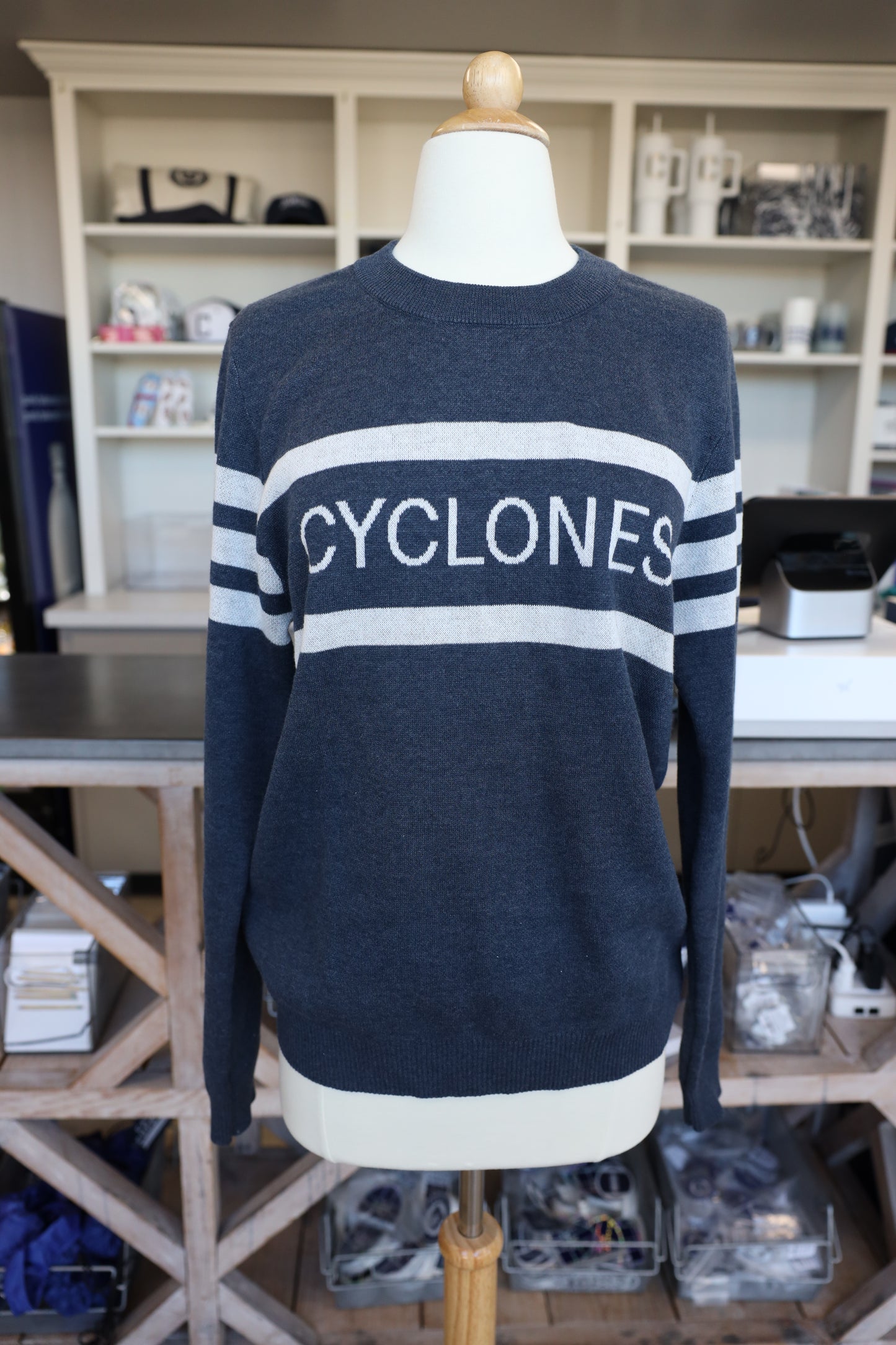 Striped Sleeve "Cyclones" Sweater