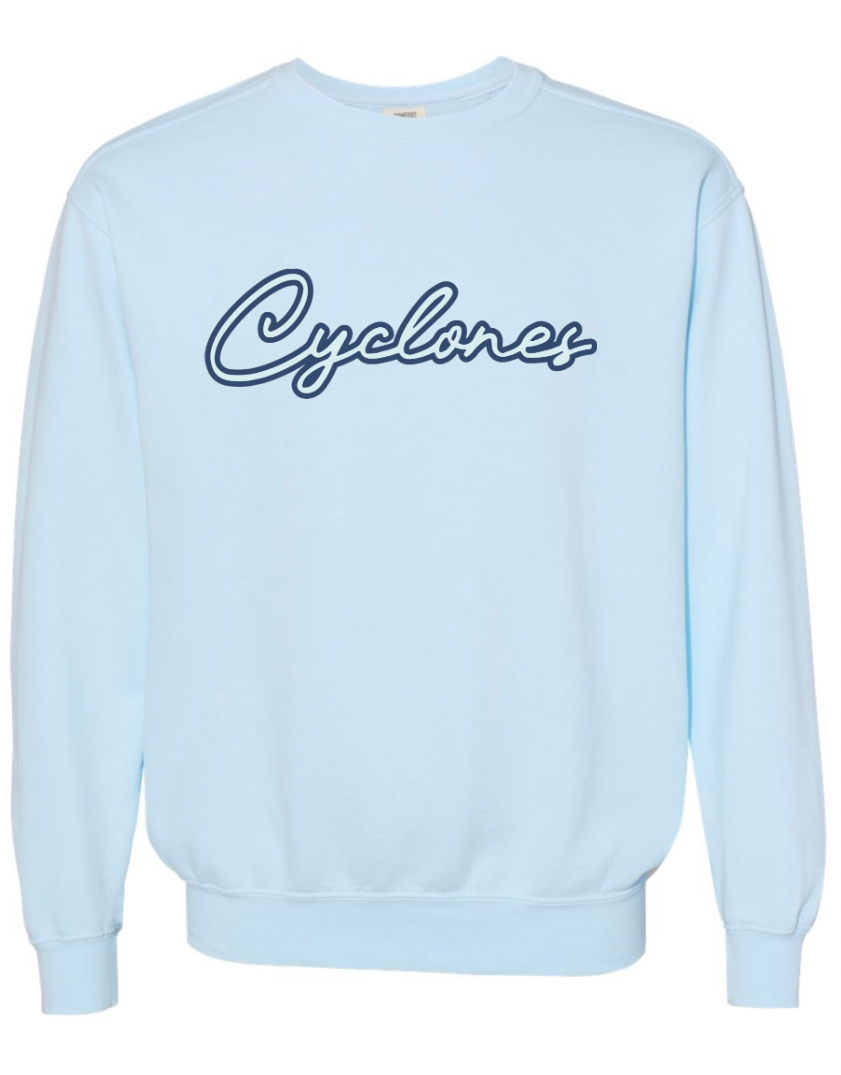 Cyclones Outline Puff Script Sweatshirt
