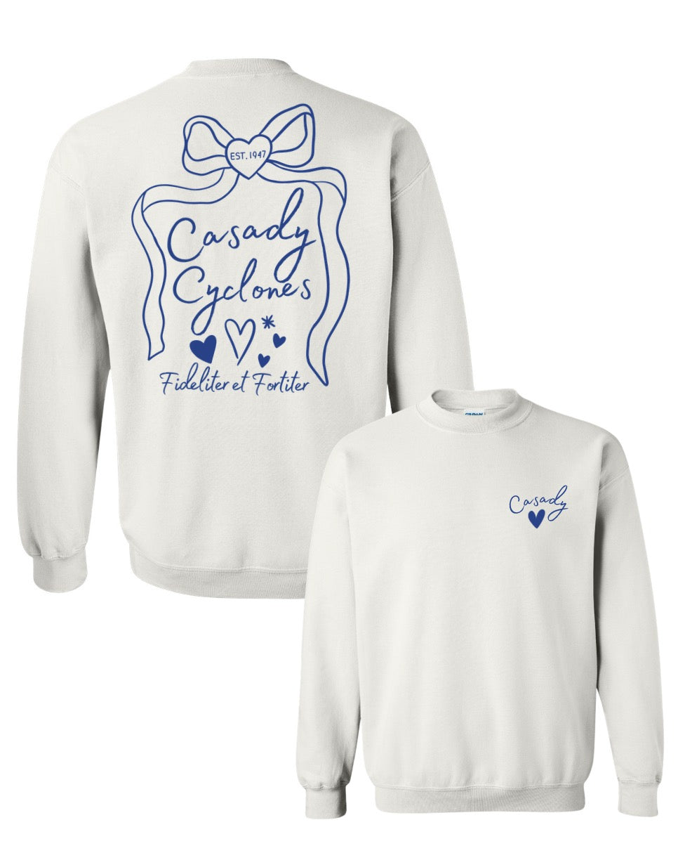 Casady Cyclones Puff Paint Bow Sweatshirt
